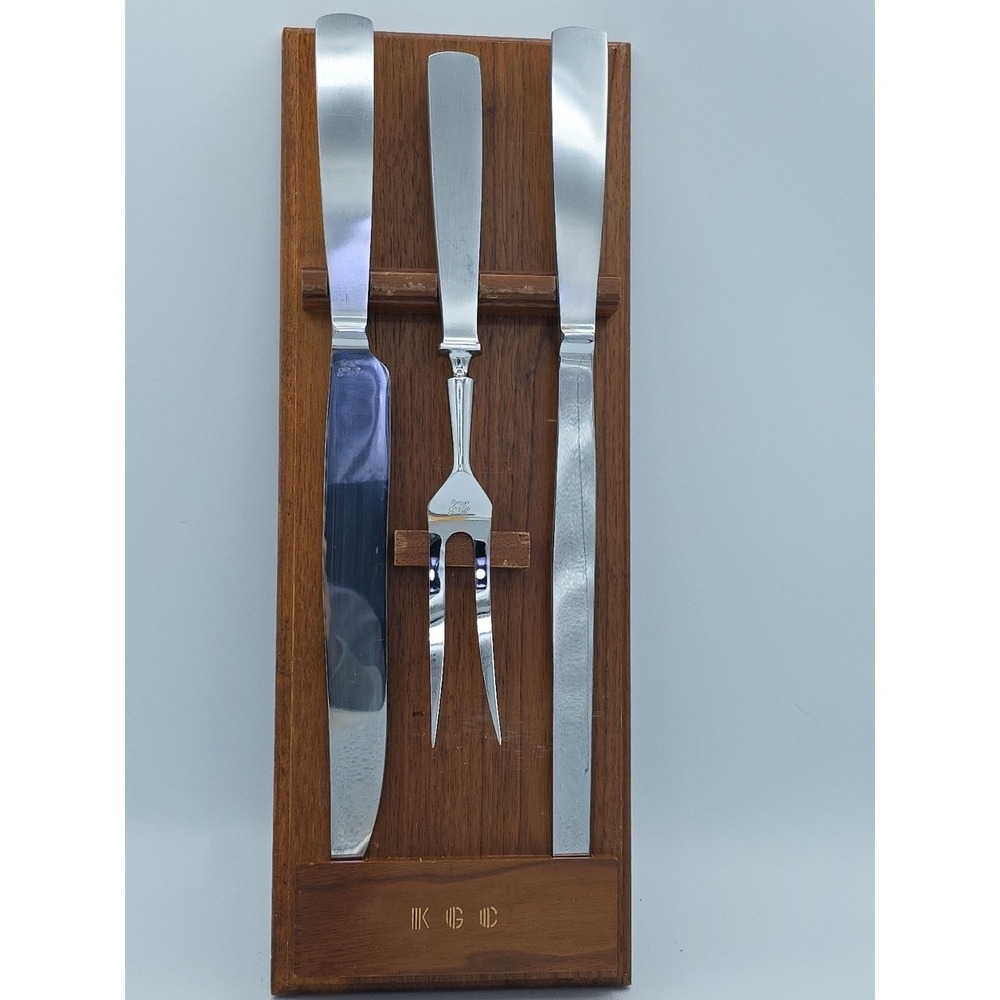 Vintage B&B Italy‎ 3pc. Carving Set With Wood Holder